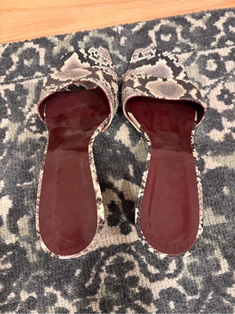 STAUD Billie wedge mules in a snake-embossed leather print size 41.5
